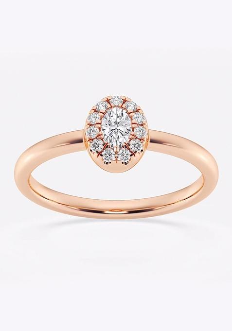 1/4 ctw Oval Lab Grown Diamond Micro Pave Halo Fashion Ring