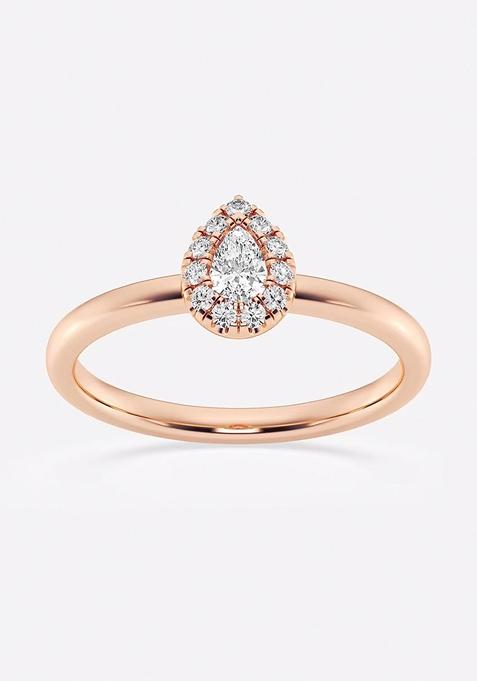 1/4 ctw Pear Lab Grown Diamond Micro Pave Halo Fashion Ring