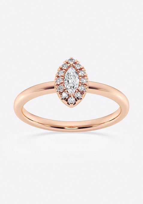 1/4 ctw Marquise Lab Grown Diamond Micro Pave Halo Fashion Ring