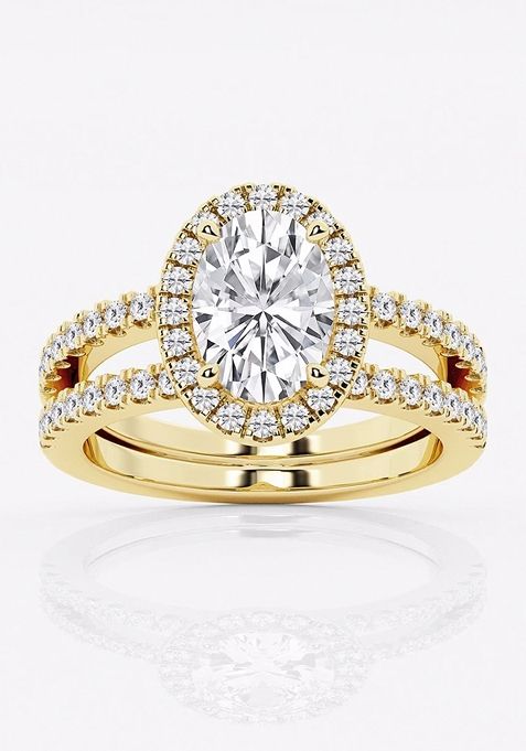 2 2/3 ctw Oval Lab Grown Diamond Double Shank Halo Engagement Ring