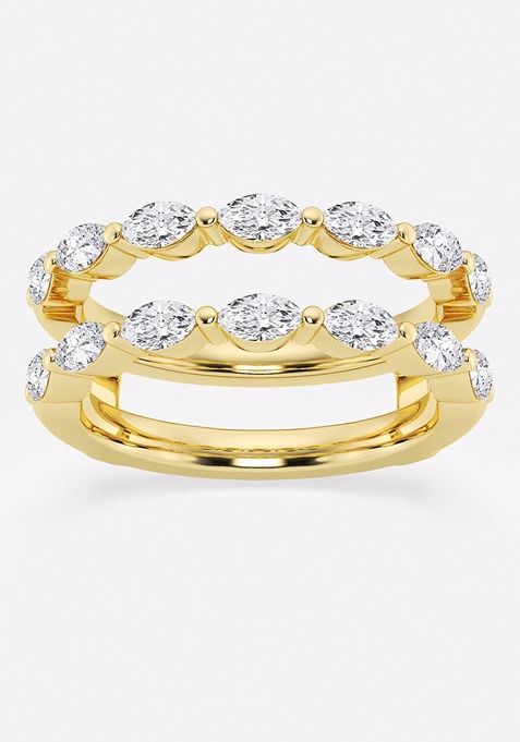 1 1/4 ctw Marquise Lab Grown Diamond Double Row Ring Enhancer