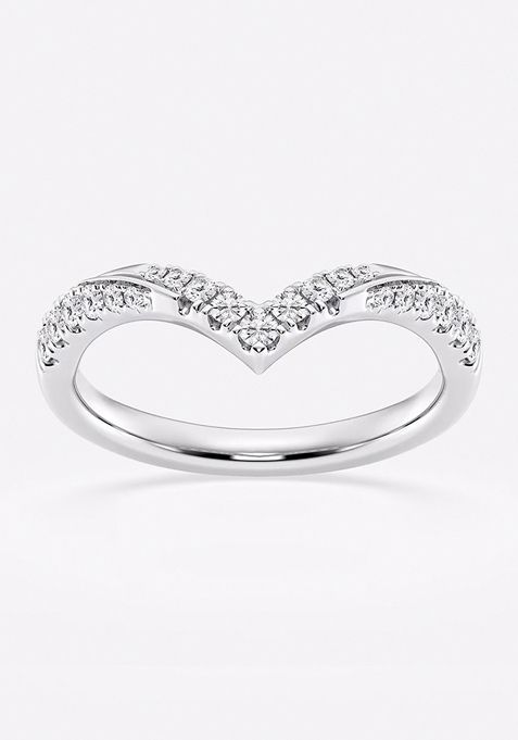 1/4 ctw Round Lab Grown Diamond Ribbon Curve Stackable Ring