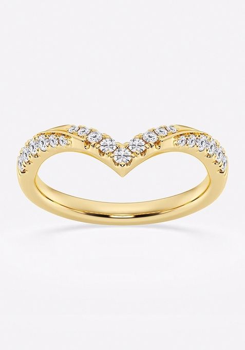 1/4 ctw Round Lab Grown Diamond Ribbon Curve Stackable Ring