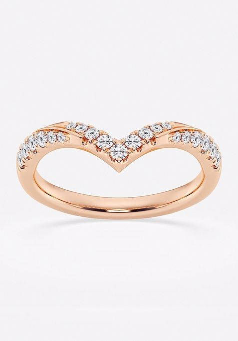 1/4 ctw Round Lab Grown Diamond Ribbon Curve Stackable Ring