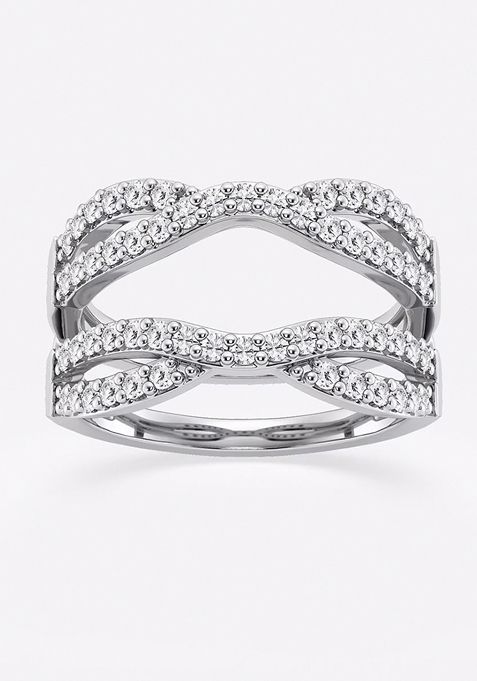 3/4 ctw Round Lab Grown Diamond Crossover Ring Enhancer