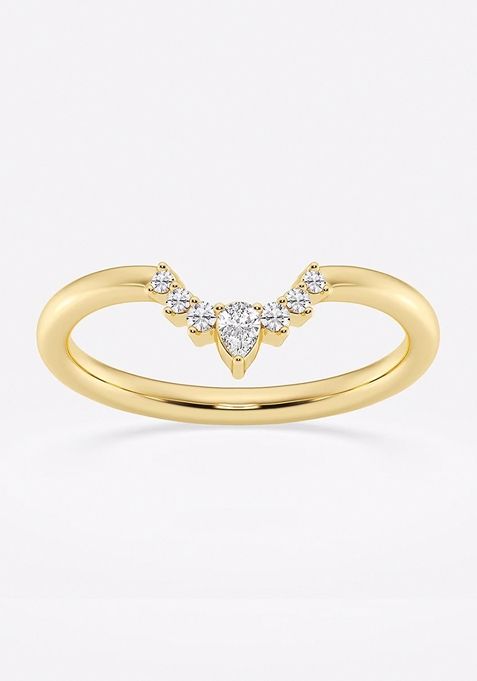 1/10 ctw Pear Lab Grown Diamond Crescent Shape Stackable Ring