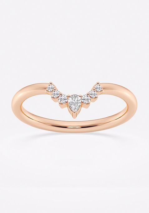 1/10 ctw Pear Lab Grown Diamond Crescent Shape Stackable Ring