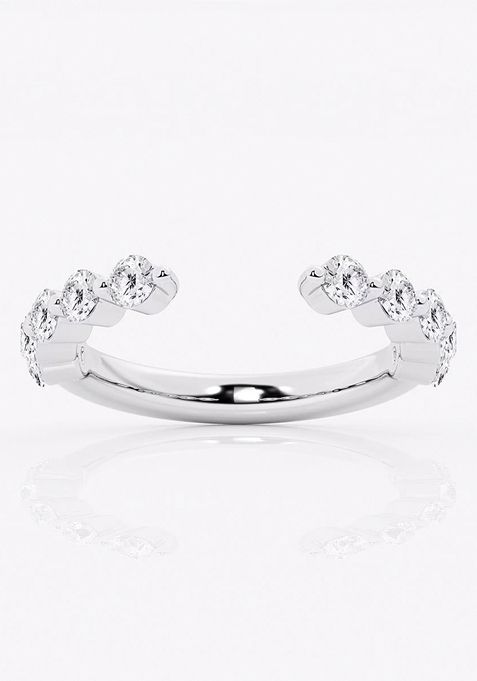 1 ctw Round Lab Grown Diamond Floating Open Wedding Band