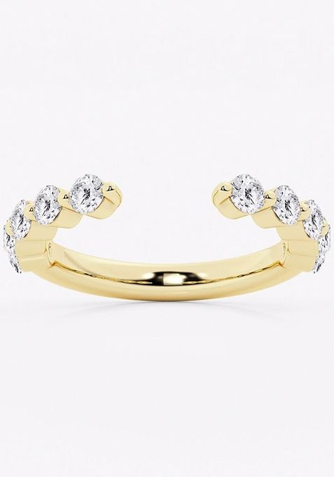 1 ctw Round Lab Grown Diamond Floating Open Wedding Band