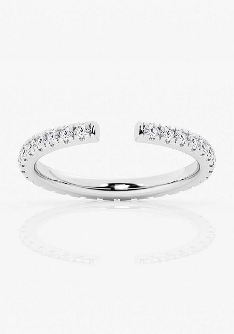 5/8 ctw Round Lab Grown Diamond French Pave Open Wedding Band