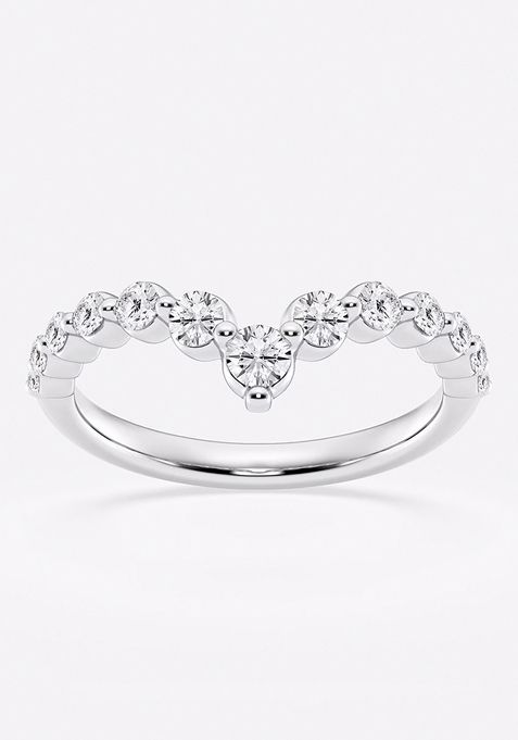 1/2 ctw Round Lab Grown Diamond Floating Curve Stackable Ring