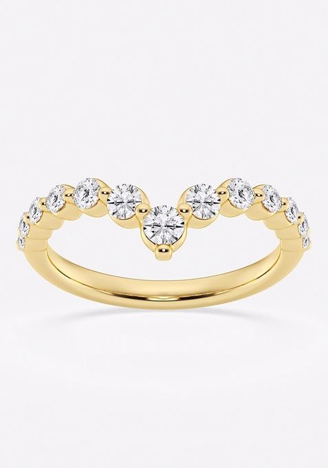 1/2 ctw Round Lab Grown Diamond Floating Curve Stackable Ring