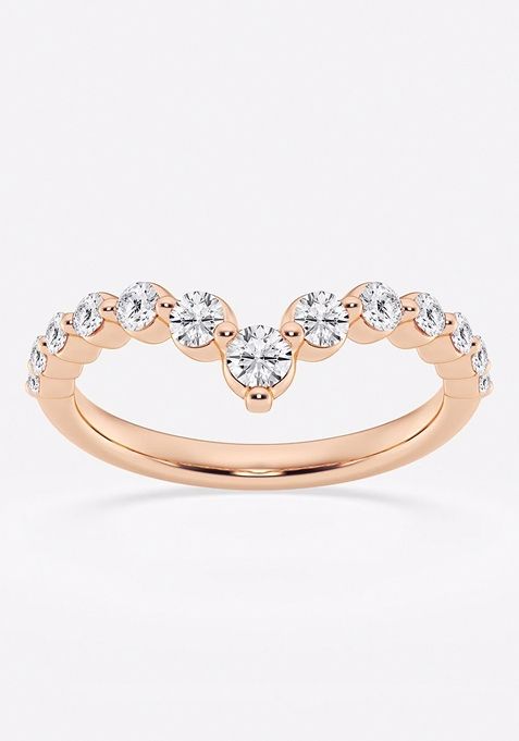 1/2 ctw Round Lab Grown Diamond Floating Curve Stackable Ring