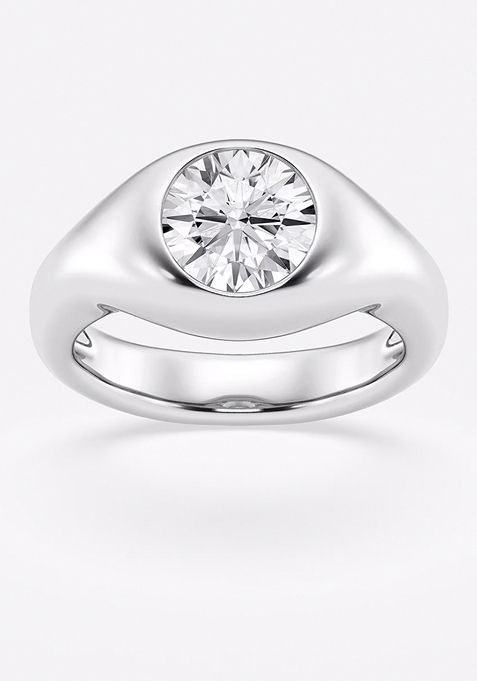 2 ctw Round Lab Grown Diamond Bold Bezel Solitaire Engagement Ring