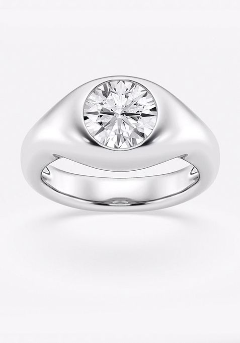 2 ctw Round Lab Grown Diamond Bold Bezel Solitaire Engagement Ring