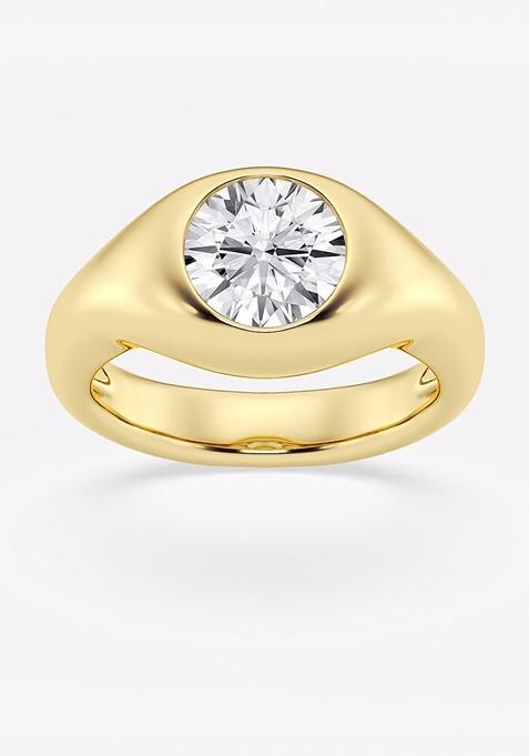 2 ctw Round Lab Grown Diamond Bold Bezel Solitaire Engagement Ring