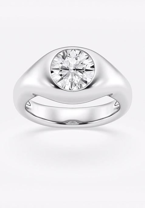 2 ctw Round Lab Grown Diamond Bold Bezel Solitaire Engagement Ring