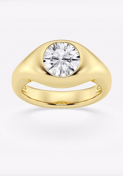 2 ctw Round Lab Grown Diamond Bold Bezel Solitaire Engagement Ring