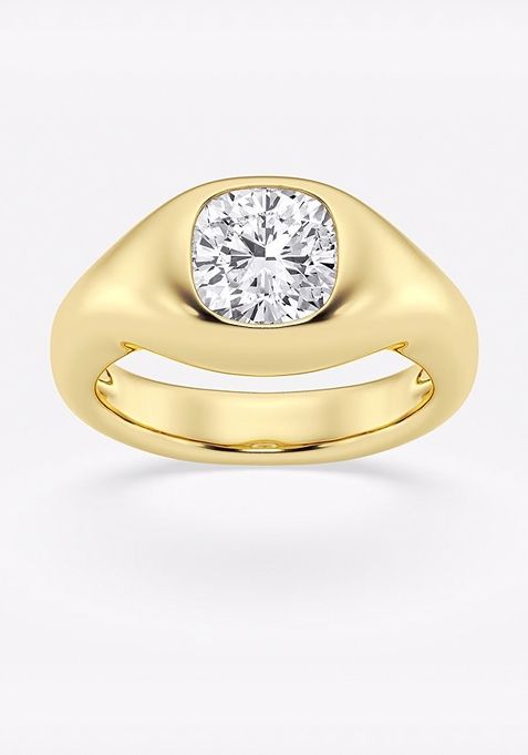 2 ctw Cushion Lab Grown Diamond Bold Bezel Solitaire Engagement Ring