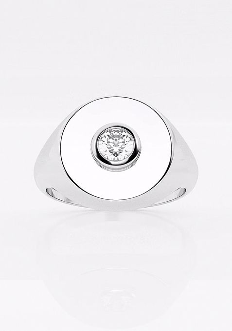  1/6 ctw Round Lab Grown Diamond Signet Ring