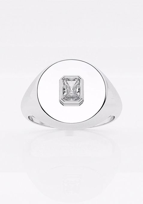  1/6 ctw Radiant Lab Grown Diamond Signet Ring