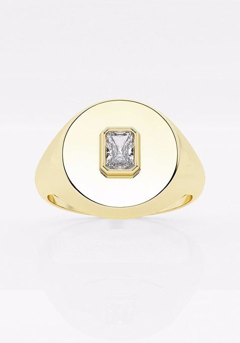  1/6 ctw Radiant Lab Grown Diamond Signet Ring