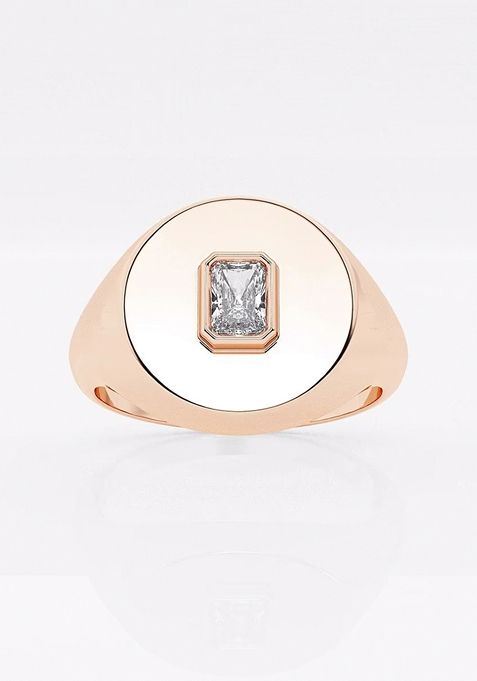  1/6 ctw Radiant Lab Grown Diamond Signet Ring