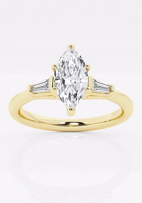 1 2/3 ctw Marquise Lab Grown Diamond Engagement Ring with Tapered Baguette Side Accents