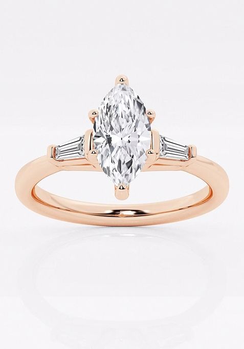 2 1/4 ctw Marquise Lab Grown Diamond Engagement Ring with Tapered Baguette Side Accents