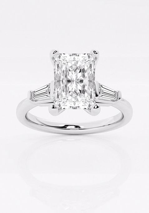 2 1/4 ctw Radiant Lab Grown Diamond Engagement Ring with Tapered Baguette Side Accents