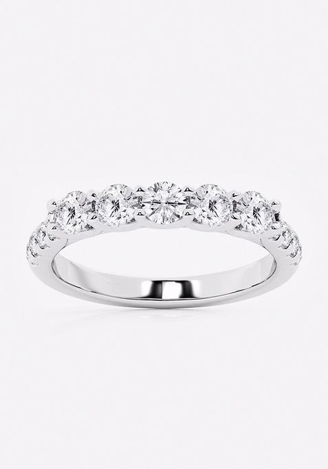 3 ctw Round Lab Grown Diamond Five Stone with Side Stones Fashion Band