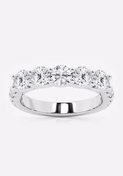 3 ctw Round Lab Grown Diamond Five Stone with Side Stones Fashion Band