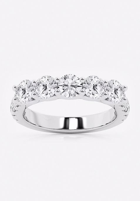 3 ctw Round Lab Grown Diamond Five Stone with Side Stones Fashion Band