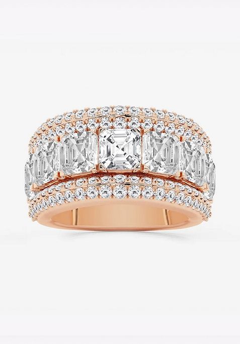 8 ctw Asscher Lab Grown Diamond Multi-Row Fashion Band