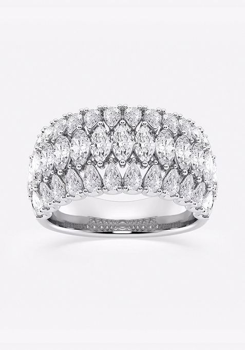 3 ctw Pear and Marquise Lab Grown Diamond Triple Row Fashion Band