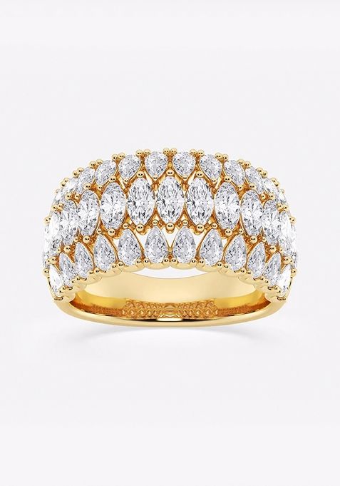 3 ctw Pear and Marquise Lab Grown Diamond Triple Row Fashion Band