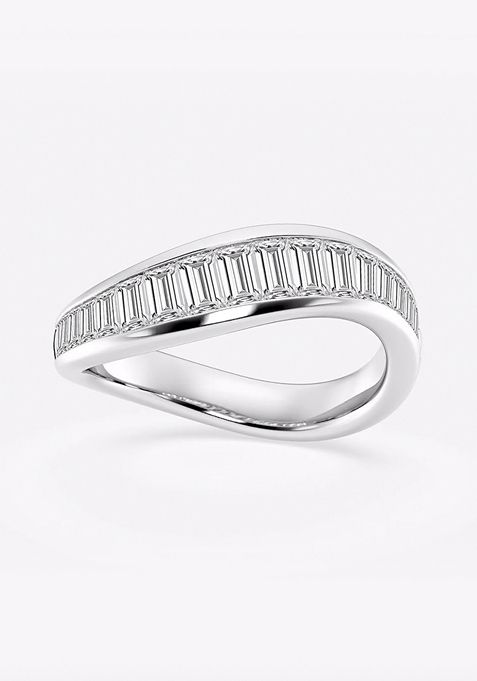 1 1/4 ctw Baguette Lab Grown Diamond Curved Stackable Rings