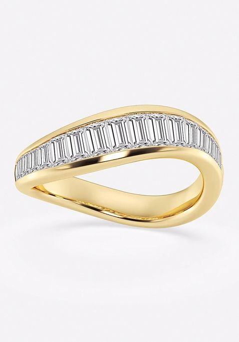 1 1/4 ctw Baguette Lab Grown Diamond Curved Stackable Rings