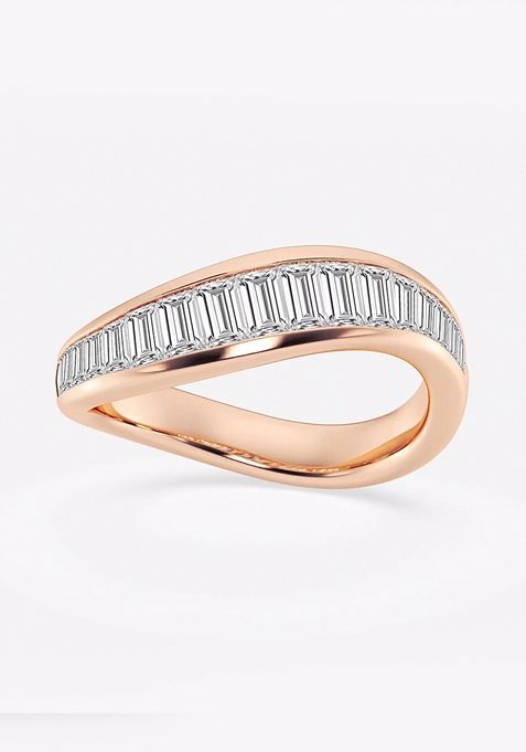 1 1/4 ctw Baguette Lab Grown Diamond Curved Stackable Rings