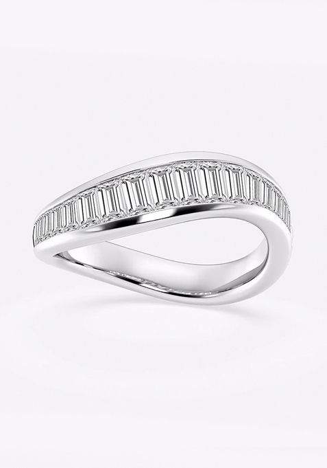 1 1/4 ctw Baguette Lab Grown Diamond Curved Stackable Rings