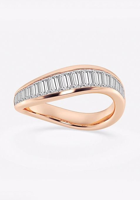 1 1/4 ctw Baguette Lab Grown Diamond Curved Stackable Rings