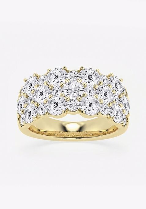 3 1/3 ctw Round Lab Grown Diamond Three Row Fashion Band