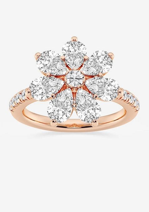 3 ctw Pear Lab Grown Diamond Flower Fashion Ring