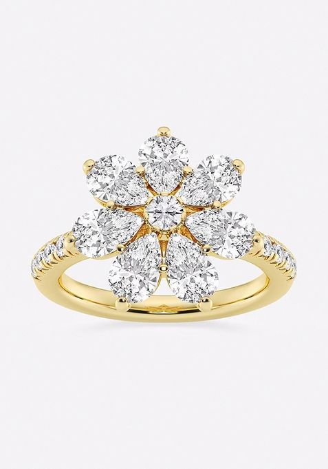 3 ctw Pear Lab Grown Diamond Flower Fashion Ring