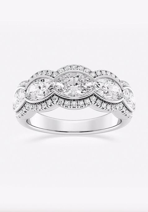 2 1/2 ctw Oval Lab Grown Diamond Five-Stone Halo Fashion Band