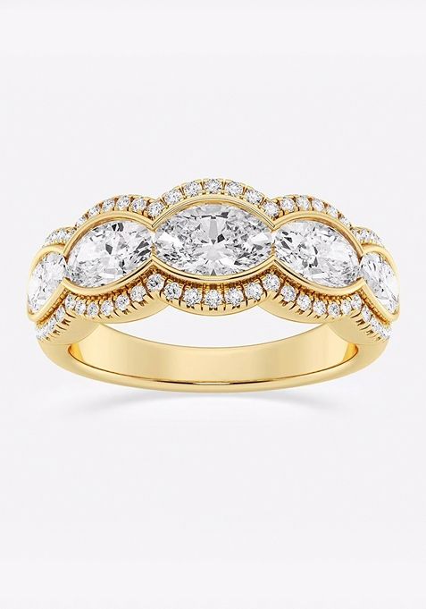 2 1/2 ctw Oval Lab Grown Diamond Five-Stone Halo Fashion Band