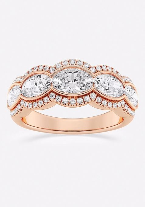 2 1/2 ctw Oval Lab Grown Diamond Five-Stone Halo Fashion Band