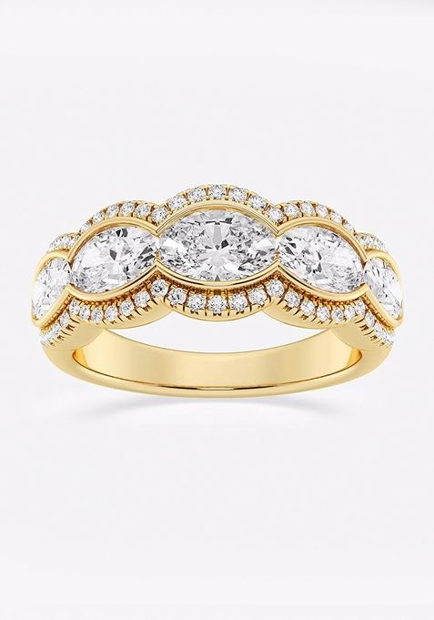 2 1/2 ctw Oval Lab Grown Diamond Five-Stone Halo Fashion Band