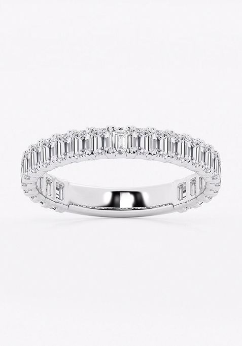 1 1/2 ctw Emerald Lab Grown Diamond Three Quarter Eternity Wedding Band