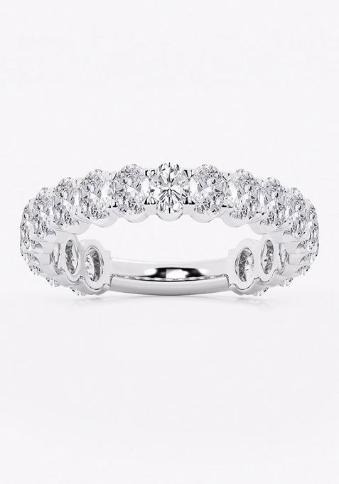 2 ctw Oval Lab Grown Diamond Three Quarter Eternity Wedding Band